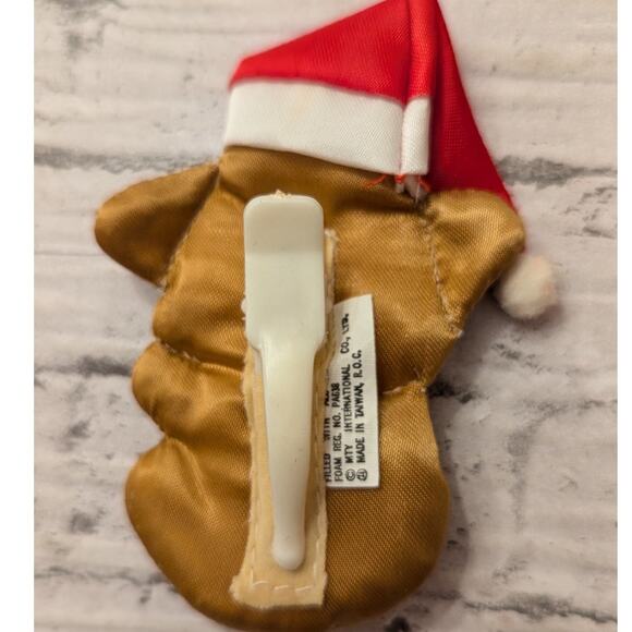 Vtg Cloth Bear with Santa Hat with Clip - Picture 2 of 5